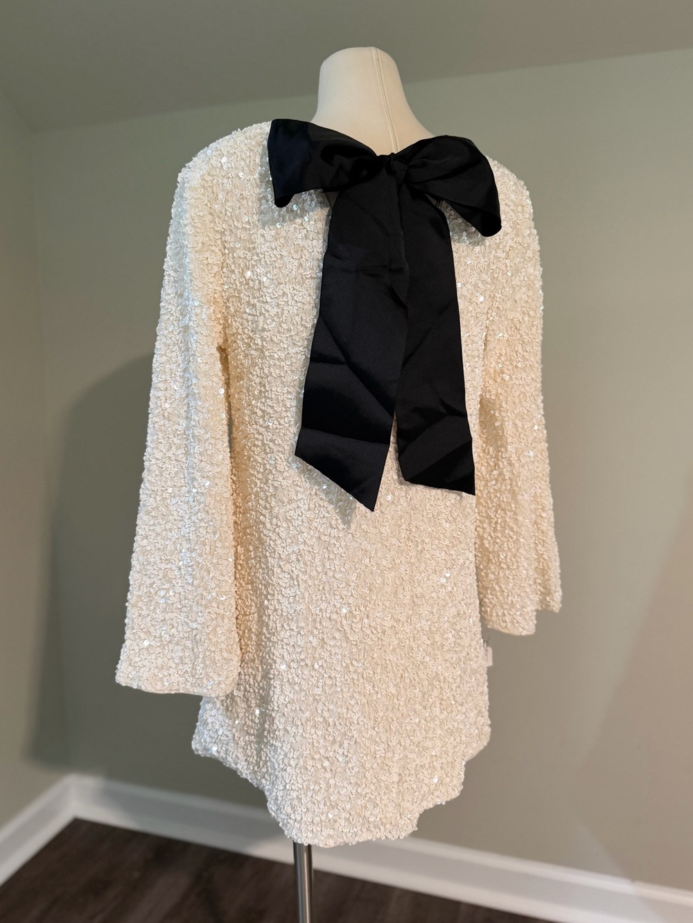 Sequin Party Dress - Black Bow Back, Holiday, Cocktail
